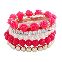 Flower Temperament Beads Stretch Bracelet