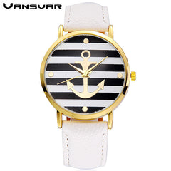 Leather Strap Anchor Wristwatch